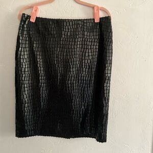 Anne Klein Black Faux Crocodile Embossed Leather Pencil Skirt Size 10 NWT